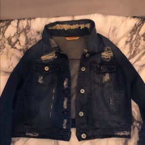 Ripped Blue Denim Jean Jacket
